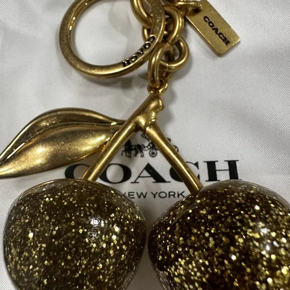 Coach Gold Sparkle Cherry Bag Charm Style Number 77840 - Picture 3 of 5
